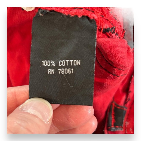 Vintage Y2K Tripp NYC Baggy Red Pants Goth Rave Straps Punk Rock Metal Chain S - Picture 5 of 8